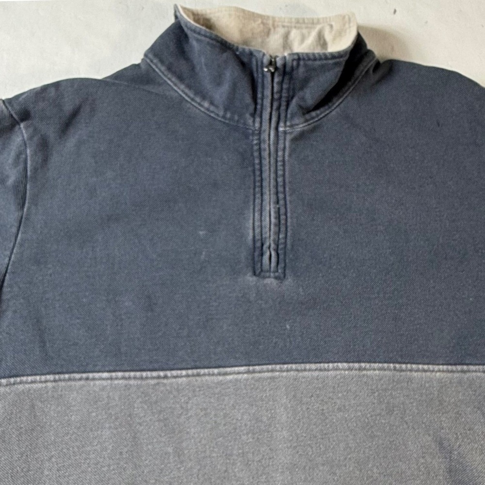 Mugsy 1/4 Zip Pullover Mens XL Blue Gray Colorblock‎ 100% Cotton Long Sleeve